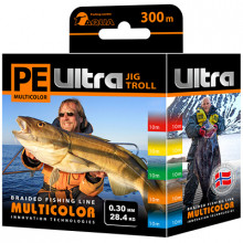Плетеный шнур AQUA PE ULTRA MULTICOLOR JIG TROLL 0,30mm 300m 28,4 кг