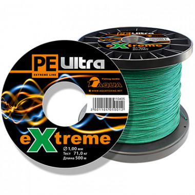 Плетеный шнур AQUA PE ULTRA EXTREME 1,00mm (зел.) 500m