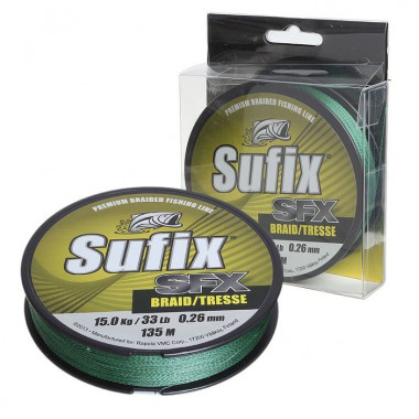 Плетеный шнур Sufix SFX BRAID зеленый 135м 0,17мм 8,9кг